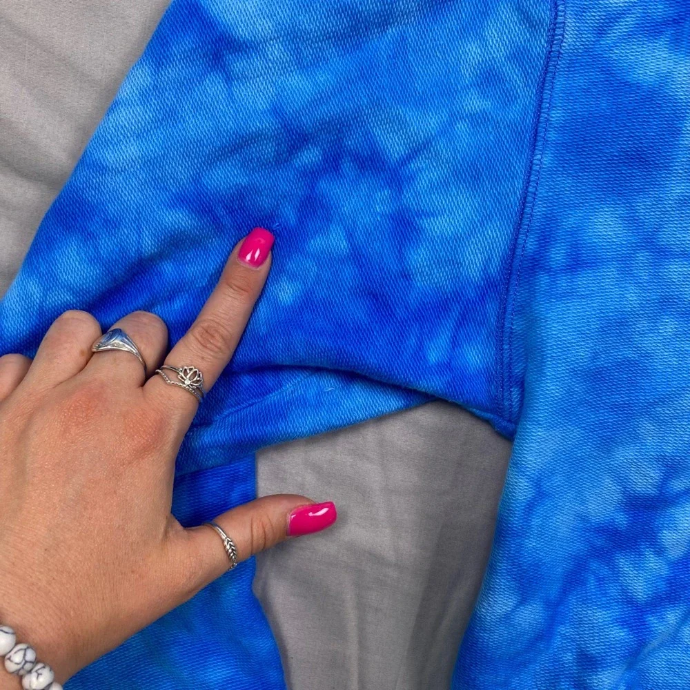 Free People Kelly Tie Dye Crop Sweatshirt Womens Blue Oversized Fleece Pullover
